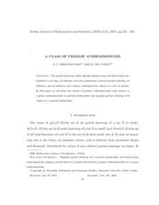 Jordan Journal of Mathematics and Statistics (JJMS) 6(4), 2013, ppA CLASS OF PRIMARY SUBSEMIMODULES P. V. SRINIVASA RAO(1) AND M. SIVA MALA(2)