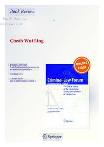 Book Review  Cheah Wui Ling Criminal Law Forum The Official Journal of the Society for