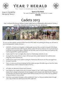 YEAR 7 HERALD For Year 7 Students and Parents Issue 12: Herald for the end of Term 2
