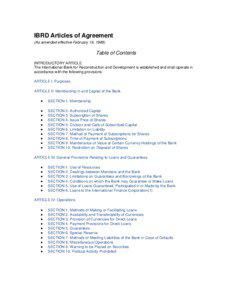 IBRD Articles of Agreement (As amended effective February 16, 1989)