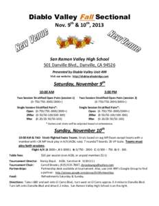 Diablo Valley Fall Sectional Nov. 9th & 10th, 2013 San Ramon Valley High School 501 Danville Blvd., Danville, CAPresented by Diablo Valley Unit 499