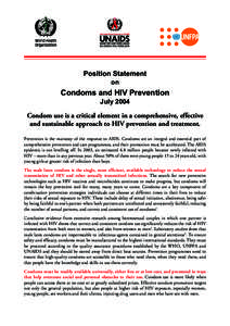 Position Statement on Condoms and HIV Prevention July 2004