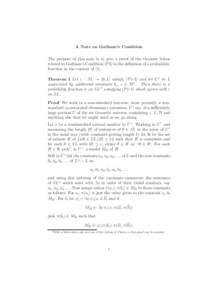 A Note on Gaifman’s Condition The purpose of this note is to give a proof of the theorem below related to Gaifman’s Condition (P3) in the definition of a probability function in the context of [1]. Theorem 1 Let z : 