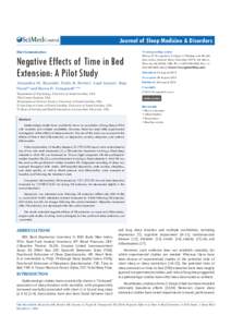 Journal of Sleep Medicine & Disorders  Central Short Communication  Negative Effects of Time in Bed