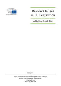Review Clauses in EU Legislation A Rolling Check-List STUDY EPRS | European Parliamentary Research Service