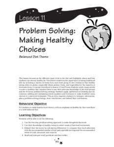 Lesson 11  Problem Solving: Making Healthy Choices Balanced Diet Theme