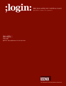 THE MAGAZINE OF USENIX & SAGE April 2004 • volume 29 • number 2 inside: THE LAW Egelman: Suing Spammers for Fun and Profit