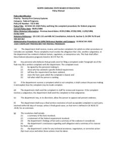 Microsoft Word - Federal Program Complaint ProceduresPolicy.docx