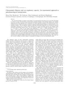 Brodersen, Klaus Peter, Ole Pedersen, Claus Lindegaard, and Kirsten Hamburger. Chironomids (Diptera) and oxy-regulatory capacity: An experimental approach to paleolimnological interpretation. Limnol. Oceanogr., 49(5), 20