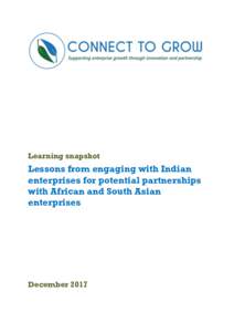 Learning snapshot  Lessons from engaging with Indian enterprises for potential partnerships with African and South Asian enterprises