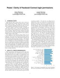 Poster: Clarity of Facebook Connect login permissions Nicky Robinson 1.  Joseph Bonneau