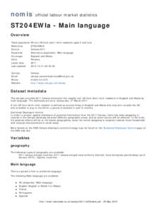 nomis  official labour market statistics ST204EWla - Main language Overview