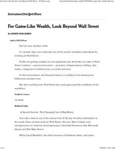 For Gates-Like Wealth, Look Beyond Wall Street - NYTimes.com