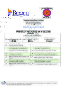 Bergen Community College Paramus, New Jersey Turning Point Program http://bergen.edu/turningpoint  PROGRAM FEATURES AT A GLANCE
