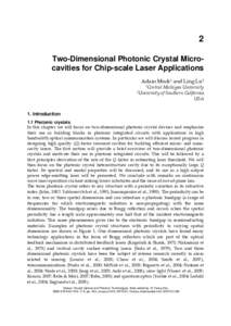 Two-Dimensional Photonic Crystal Micro-cavities for Chip-scale Laser Applications
