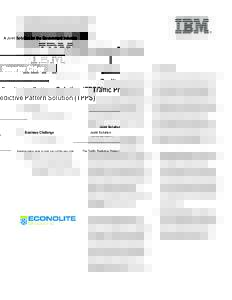 A Joint Solution for the Government Industry  Smarter Cities Traffic Predictive Pattern Solution (TPPS) Joint Solution Solution