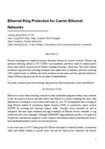 Ethernet Ring Protection for Carrier Ethernet Networks Jeong-dong Ryoo, ETRI