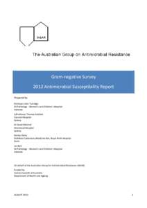 Gram-negative Survey 2012 Antimicrobial Susceptibility Report Prepared by Professor John Turnidge SA Pathology - Women’s and Children’s Hospital Adelaide