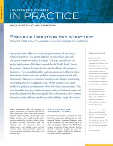 January 2010 no. 7 investment climate  IN PRACTICE