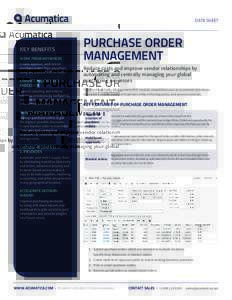 DATA SHEET  KEY BENEFITS WORK FROM ANYWHERE Create, approve, and receive purchase orders from anywhere