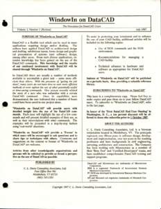•  WindowIn on DataCAD The Newsletter for DataCAD Users July 1987