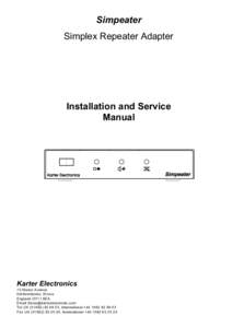 Simpeater Simplex Repeater Adapter Installation and Service Manual