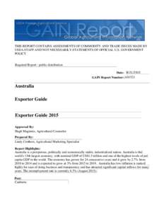 THIS REPORT CONTAINS ASSESSMENTS OF COMMODITY AND TRADE ISSUES MADE BY USDA STAFF AND NOT NECESSARILY STATEMENTS OF OFFICIAL U.S. GOVERNMENT POLICY Required Report - public distribution Date: 