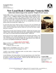 For Immediate Release Lydia Rollinsx191   New Local Book Celebrates Vestavia Hills