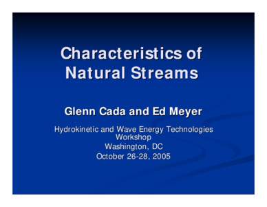 Characteristics of Natural Streams