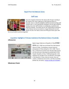 ALRA Newsletter  No. 70 (JulyReport from the National Library Staff news