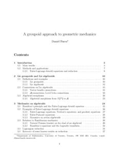 A groupoid approach to geometric mechanics Daniel Fusca* Contents 1 Introduction 1.1 Main results . . . . . . . . . . . . . . . . . . . . . . . . . . . . . . . . . . . . . . . .