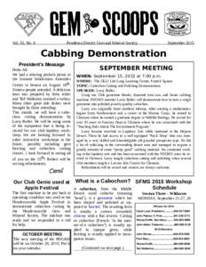 Vol. 53, No. 9  Pendleton District Gem and Mineral Society September 2015