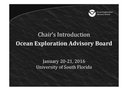 Chair’s	Introduction	 Ocean	Exploration	Advisory	Board
 January	20-21,	2016 University	of	South	Florida	  OEAB	Boundaries
