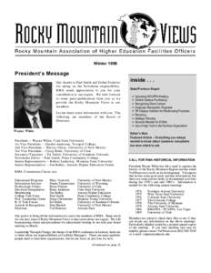 WinterPresident’s Message Our thanks to Paul Smith and Esther Federico for taking on the N ewsletter respon sibility. RMA sends appreciation to you for your