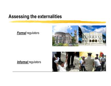 Assessing the externalities Formal regulators Informal regulators  Assessing the externalities