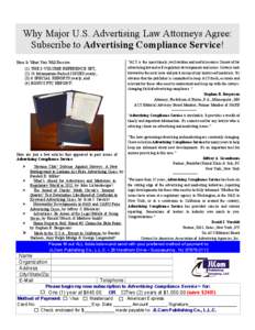 Why Major U.S. Advertising Law Attorneys Agree: Subscribe to Advertising Compliance Service! 