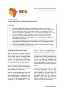 What can African countries learn from Brazil’s inclusive growth and development? Research briefing: Taxation, redistribution and the social contract in Brazil Summary