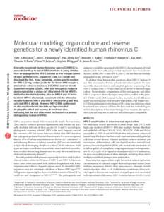 Molecular modeling, organ culture and reverse genetics for a newly identified human rhinovirus C