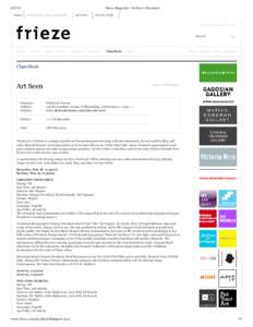 Home Frieze Magazine | Art Seen | Classifieds Publications: Frieze Magazine