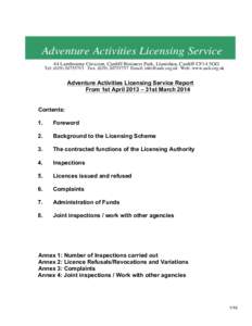 Adventure Activities Licensing Authority / Television licence