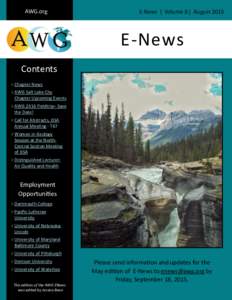 AWG.org  E-News ǀ Volume 8 ǀ August 2015 E-News Contents