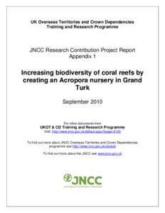UK Overseas Territories and Crown Dependencies Training and Research Programme JNCC Research Contribution Project Report Appendix 1