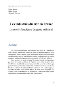 Industrie du luxe - La mort du geste artisanal  Xavier Bouton Hélène Dereux Alexandre Hollocou