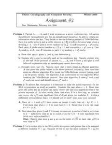 CS255: Cryptography and Computer Security  Assignment #2 Winter 2000
