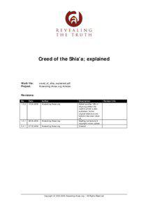 Creed of the Shia’a; explained  Work file: