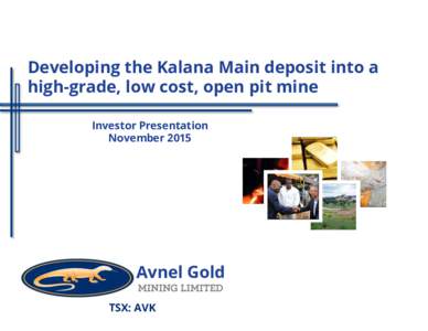 Developing the Kalana Main deposit into a high-grade, low cost, open pit mine Investor Presentation NovemberAvnel Gold