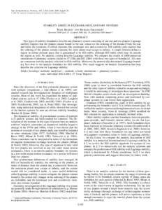 The Astrophysical Journal, 647: L163–L166, 2006 August 20 䉷 2006. The American Astronomical Society. All rights reserved. Printed in U.S.A. STABILITY LIMITS IN EXTRASOLAR PLANETARY SYSTEMS Rory Barnes1 and Richard Gr