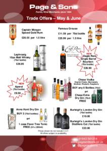 Page & Sons Family Wine Merchants since 1804 Trade Offers – May & June Captain Morgan Spiced Gold Rum