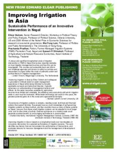 New from Edward Elgar Publishing  Improving Irrigation in Asia  Sustainable Performance of an Innovative