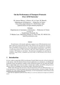 On the Performance of Transport Protocols Over ATM Networks  M. Ajmone Marsan, A. Bianco, R. Lo Cigno, M. Munaf`o Dipartimento di Elettronica — Politecnico di Torino